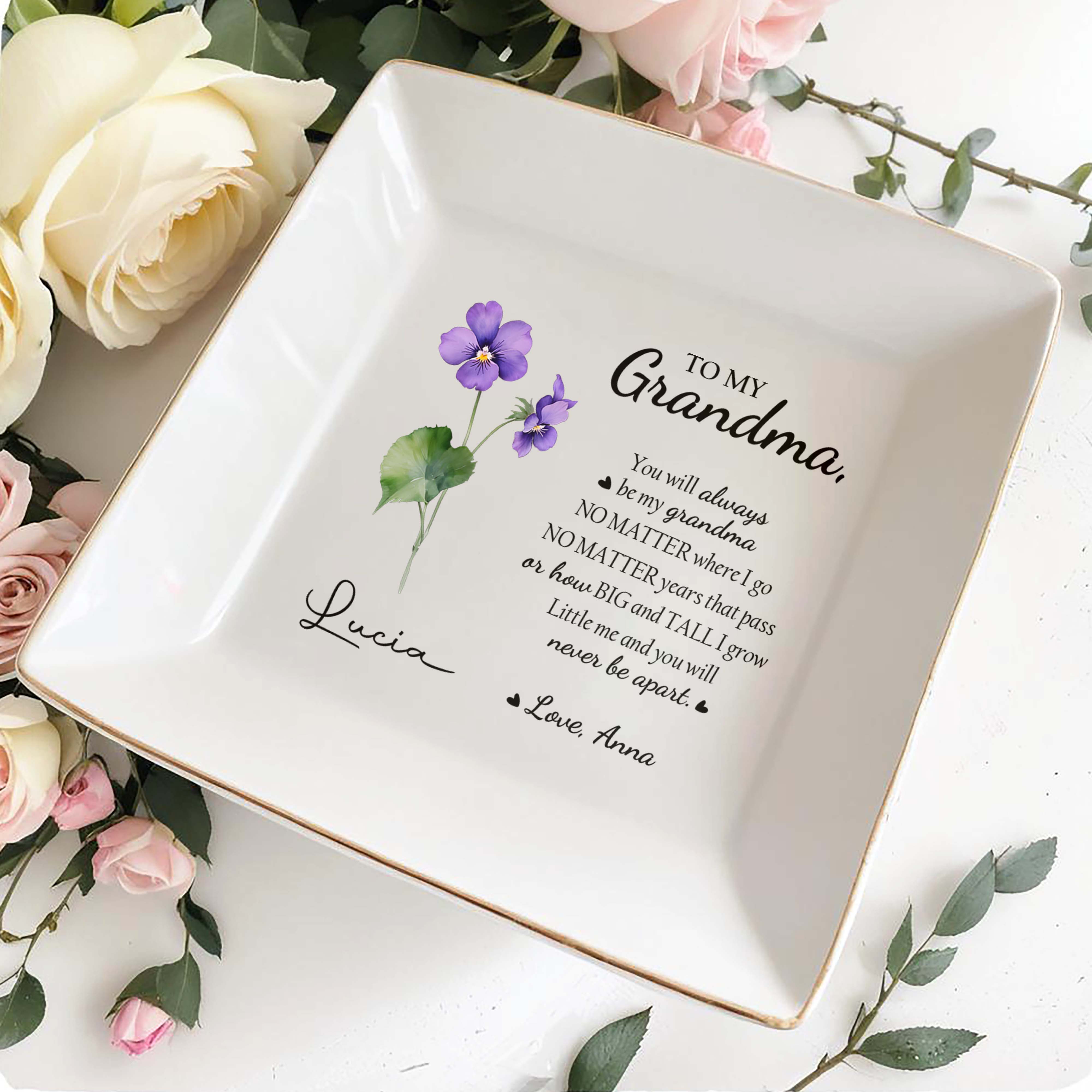You Will Always Be My Grandma No Matter Where I Go - Personalized Custom Jewelry Dish - GRM010_SCRD
