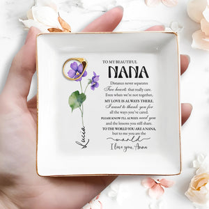 Distance Never Separates Two Hearts That Really Care - Personalized Custom Jewelry Dish - GRM011_SCRD
