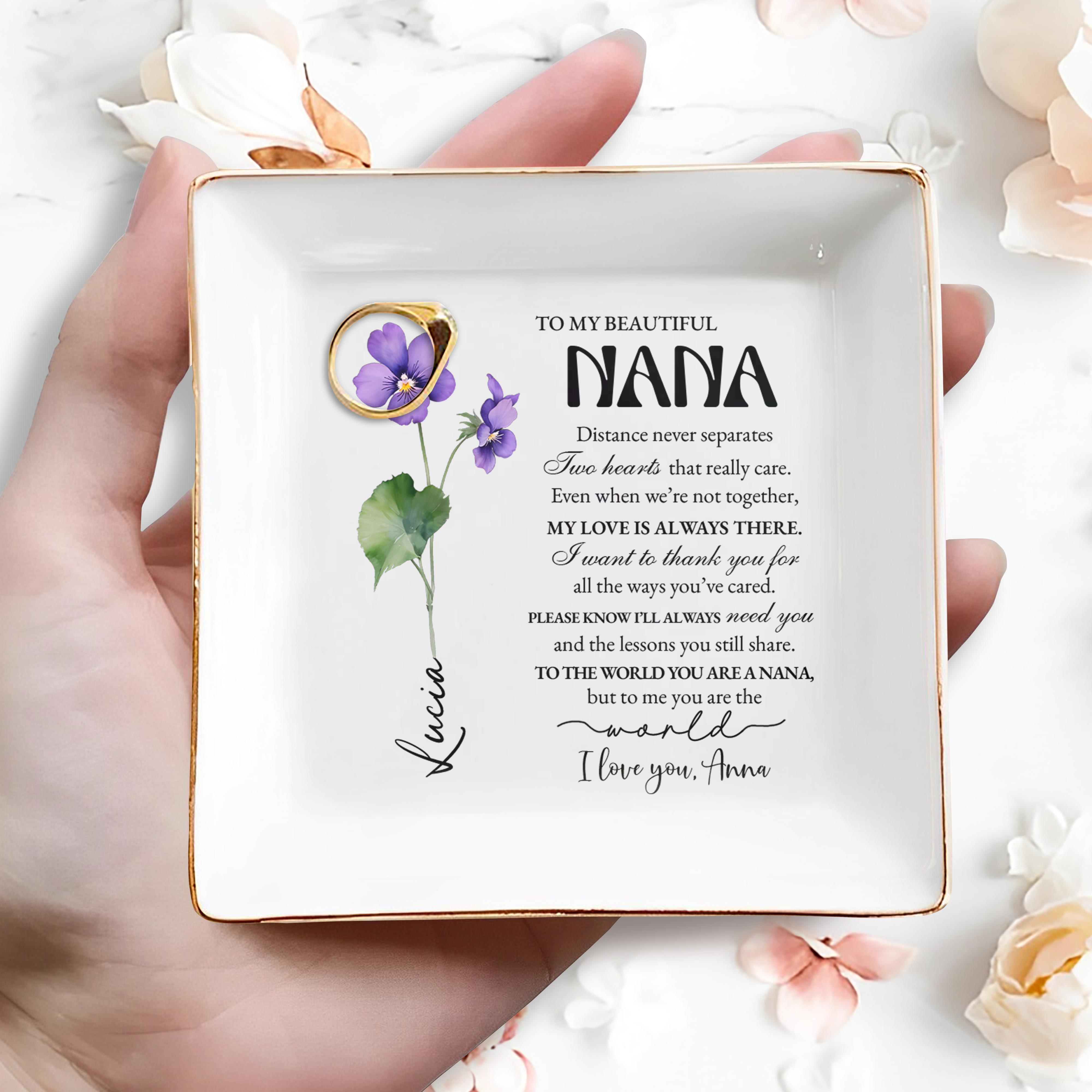 Distance Never Separates Two Hearts That Really Care - Personalized Custom Jewelry Dish - GRM011_SCRD