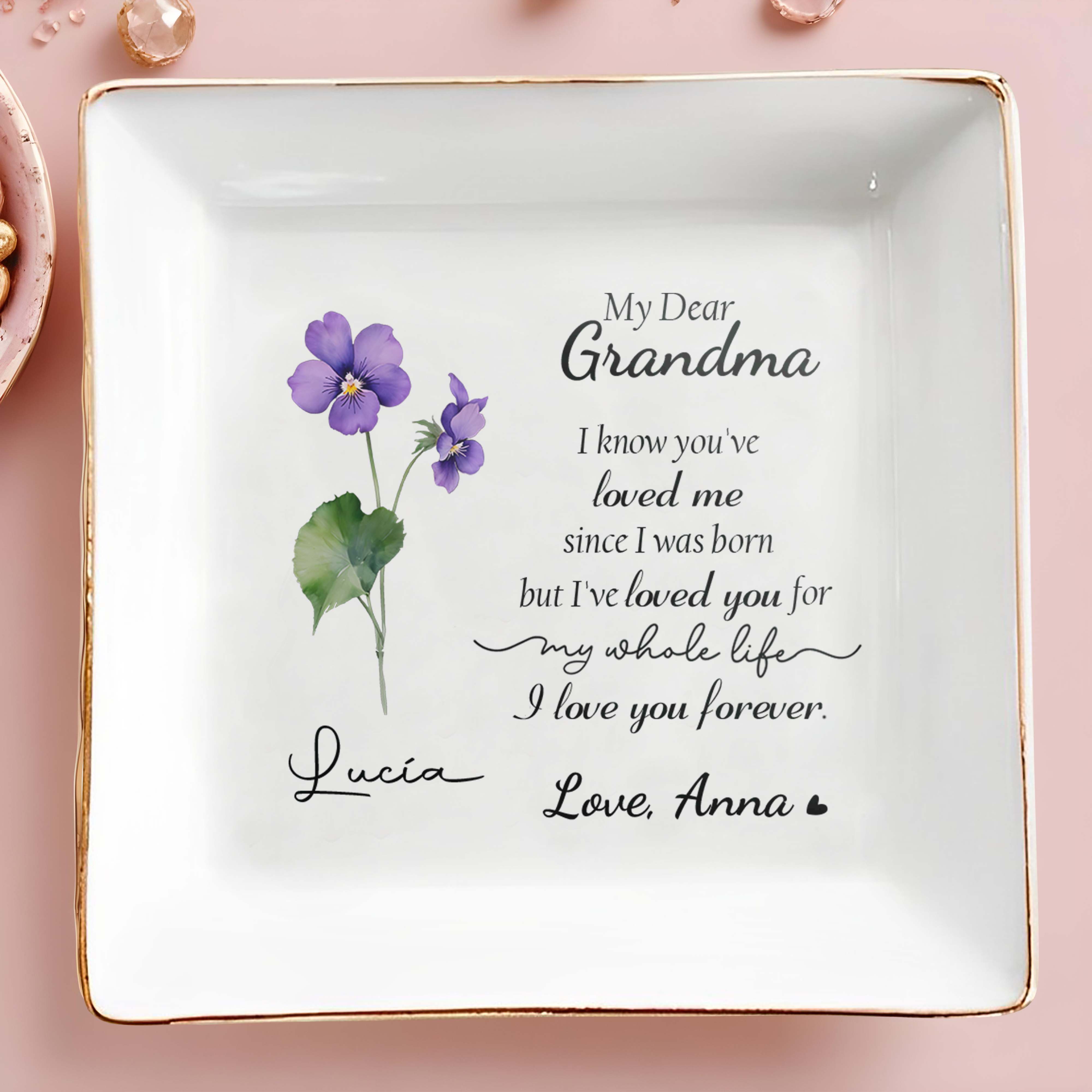 Love You Forever Grandma - Personalized Custom Jewelry Dish - GRM012_SCRD