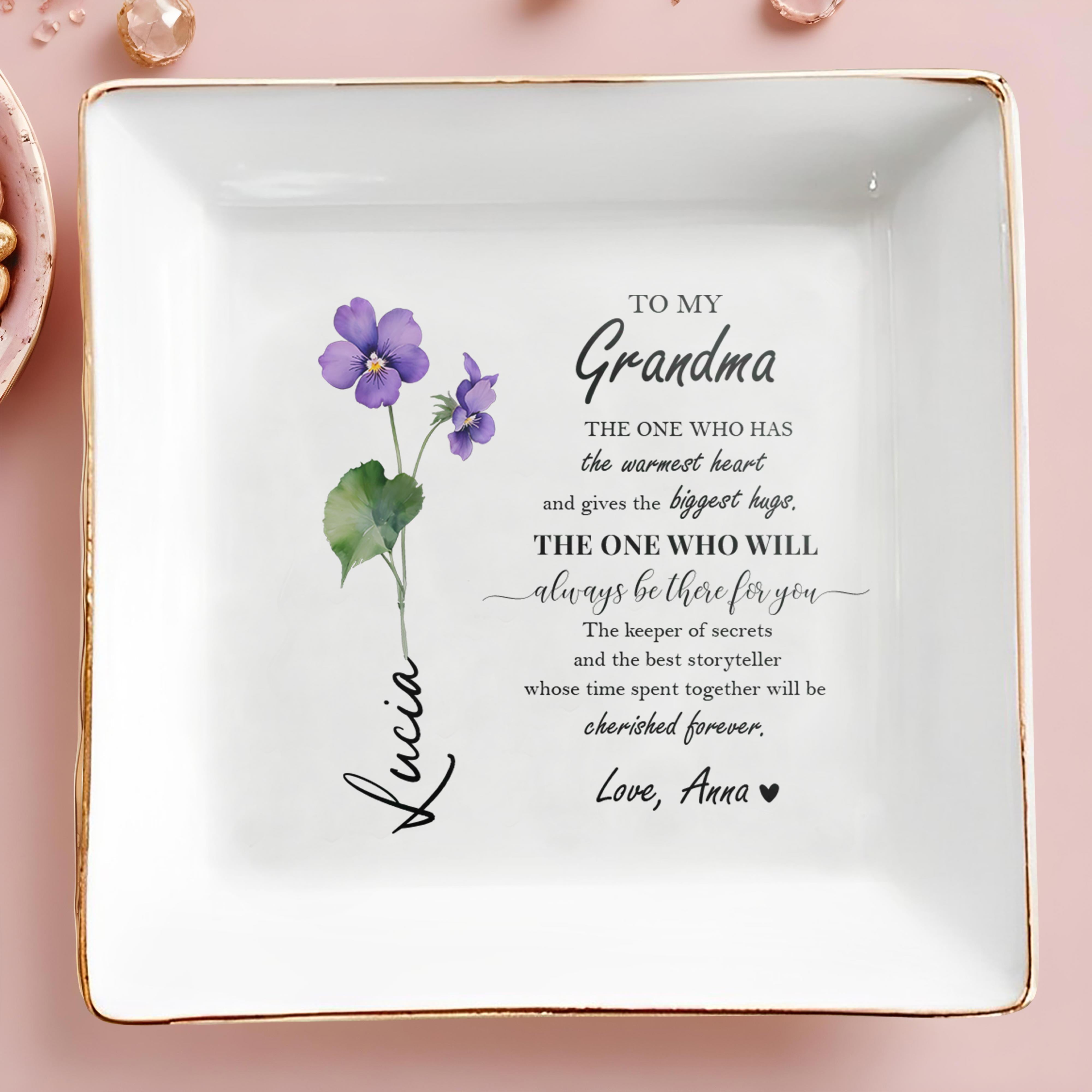 To My Grandma Warmest Heart Biggest Hugs Best Storyteller - Personalized Custom Jewelry Dish - GRM013_SCRD