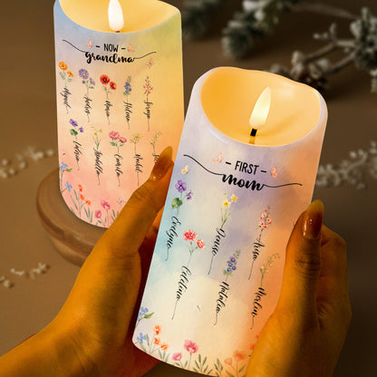 Celebrate The Light Of Love And Family With Blooming Flowers - Personalized Custom LED Candle - GRM019_LECA
