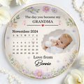 The Day You Became My Grandma With Flowers - Personalized Custom Jewelry Dish, Ceramic Dish, Round Shape - GRM023_RCRF