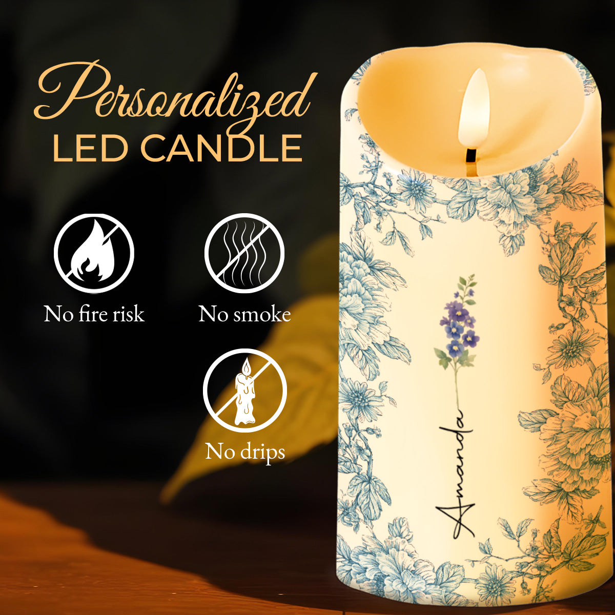 A Garden of Love Grows in Granny's Heart, Flowers and Heart - Personalized Custom LED Candle - GRM029_LECA