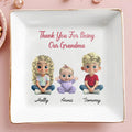 Thank You For Being Our Grandma - Personalized Custom Jewelry Dish, Square Ceramic Dish - GRM079_SCRD