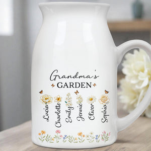 Grandma's Garden With Flowers And Bees - Personalized Ceramic Flower Vase