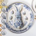 Grandma's Blessings Personalized Bunny And Eggs Floral Design - Personalized Custom Jewelry Dish, Ceramic Dish, Round Shape - GRM110_RCRF
