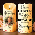 Heaven Is A Beautiful Place Floral Wreath - Personalized Custom LED Candle - GRP001_LECA