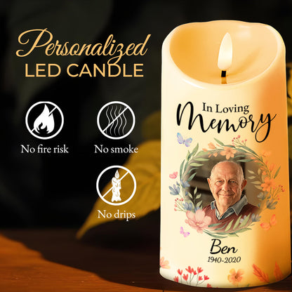 Heaven Is A Beautiful Place Floral Wreath - Personalized Custom LED Candle - GRP001_LECA