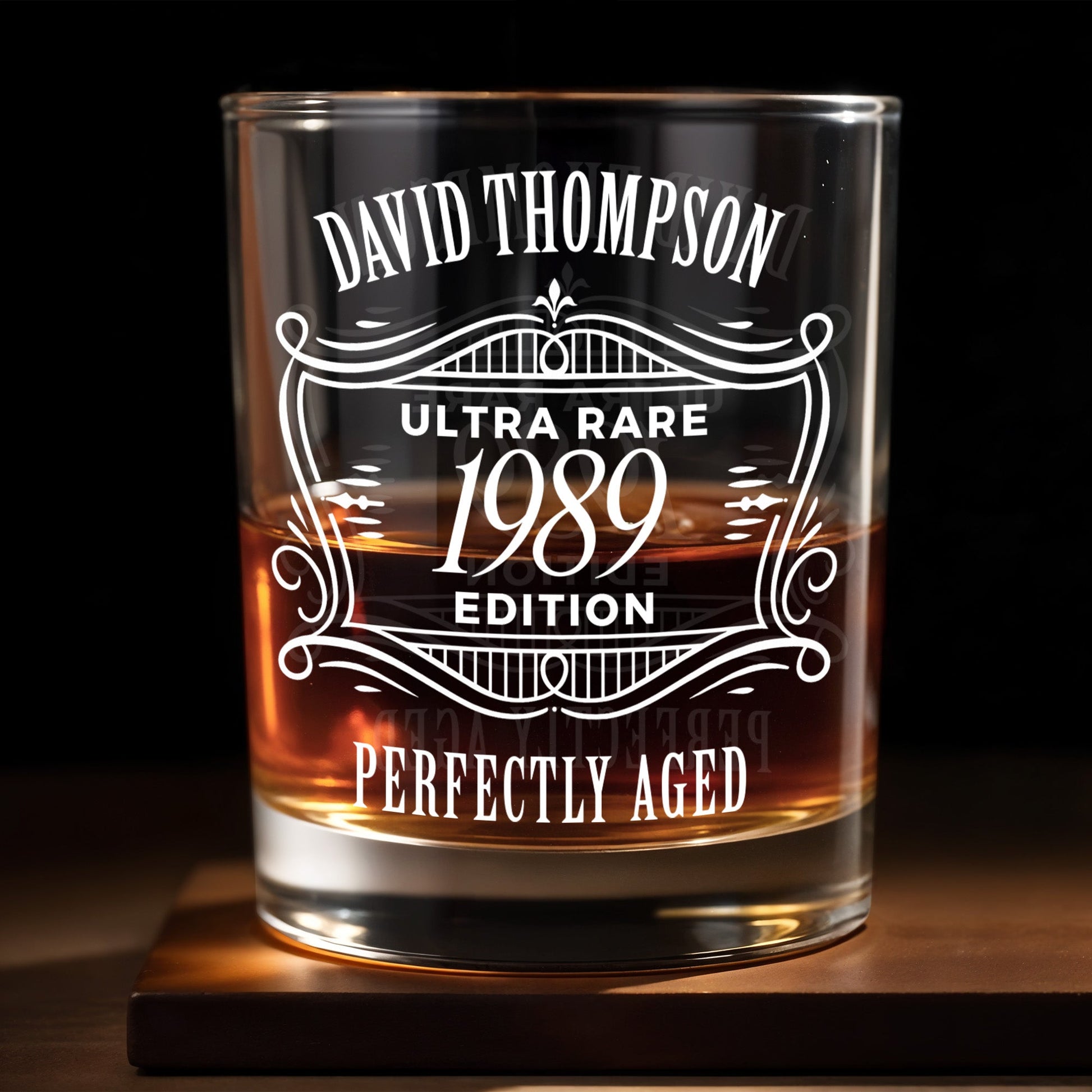 Ultra Rare Edition, Perfectly Aged, Elegant Design - Personalized Custom Whiskey Glass - GRP047_RWG