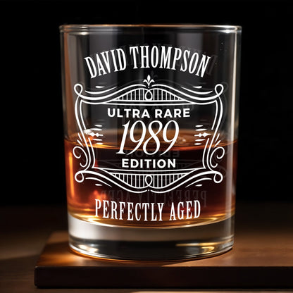 Ultra Rare Edition, Perfectly Aged, Elegant Design - Personalized Custom Whiskey Glass - GRP047_RWG