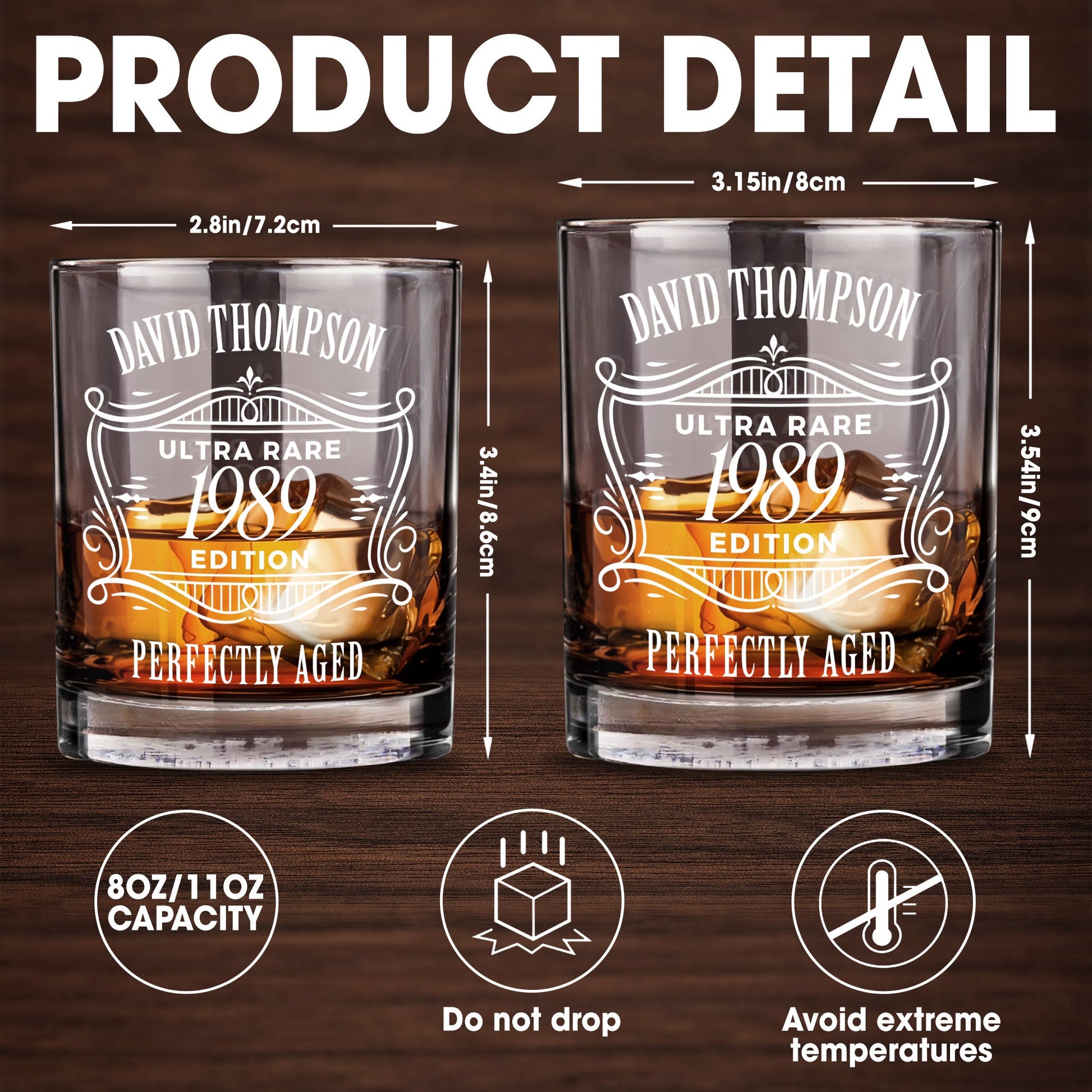 Ultra Rare Edition, Perfectly Aged, Elegant Design - Personalized Custom Whiskey Glass - GRP047_RWG