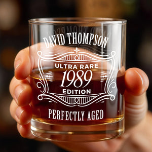 Ultra Rare Edition, Perfectly Aged, Elegant Design - Personalized Custom Whiskey Glass - GRP047_RWG