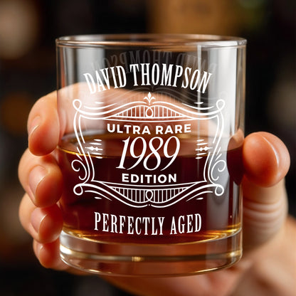 Ultra Rare Edition, Perfectly Aged, Elegant Design - Personalized Custom Whiskey Glass - GRP047_RWG