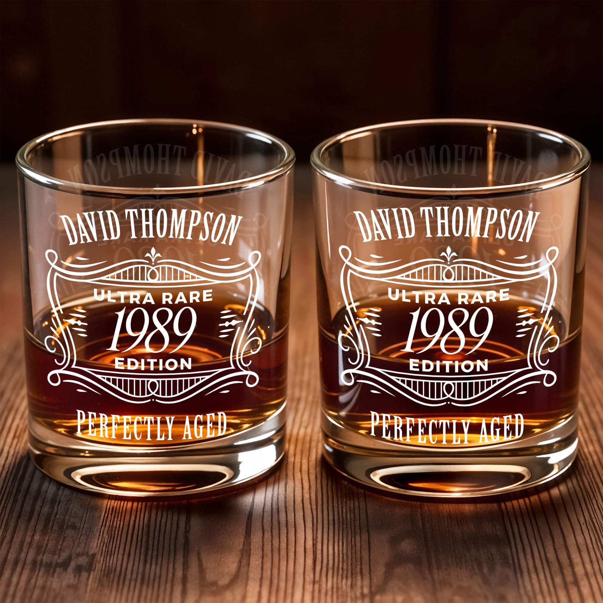 Ultra Rare Edition, Perfectly Aged, Elegant Design - Personalized Custom Whiskey Glass - GRP047_RWG