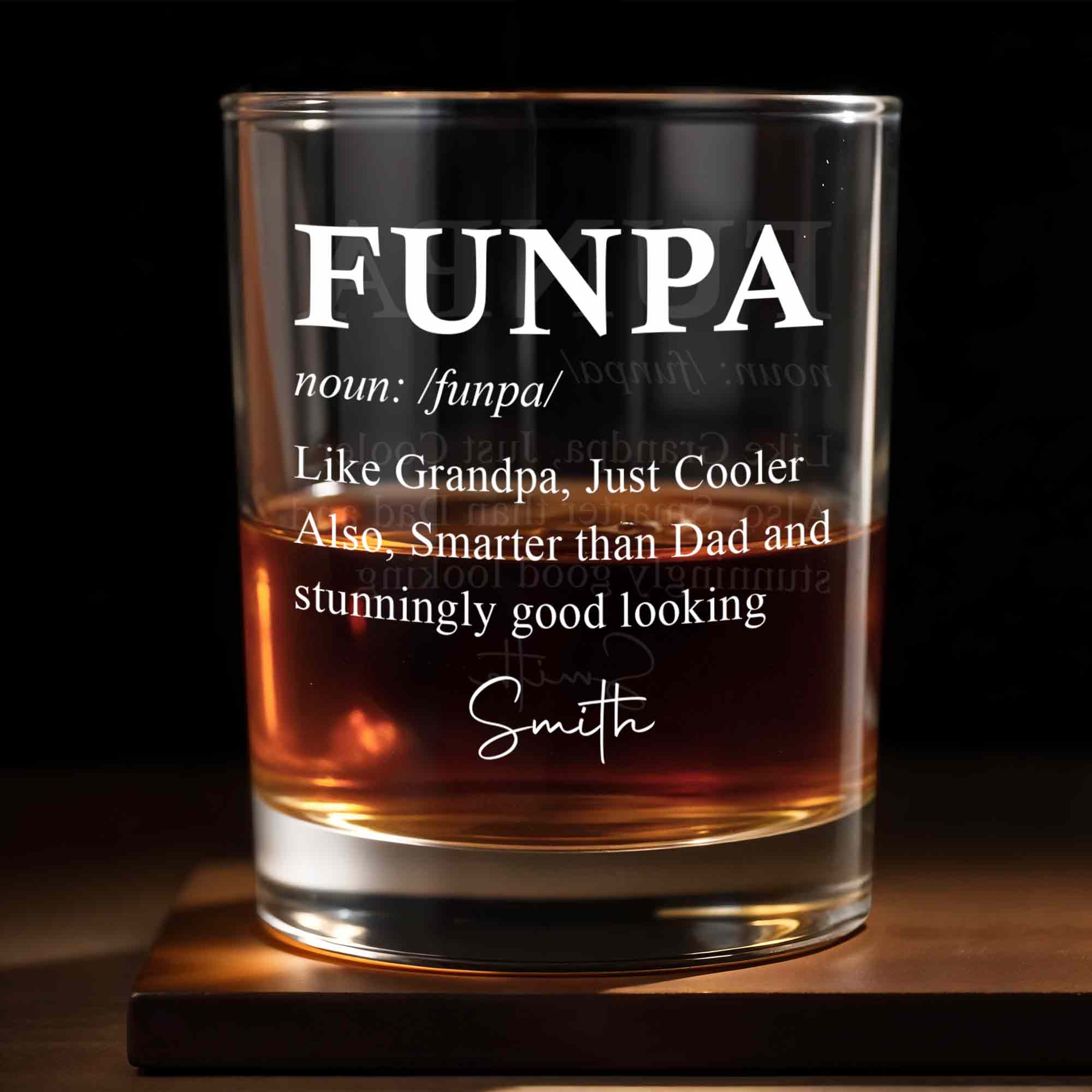 Funpa Like Grandpa Just Cooler Typography Dictionary Design - Personalized Custom Whiskey Glass - GRP056_RWG