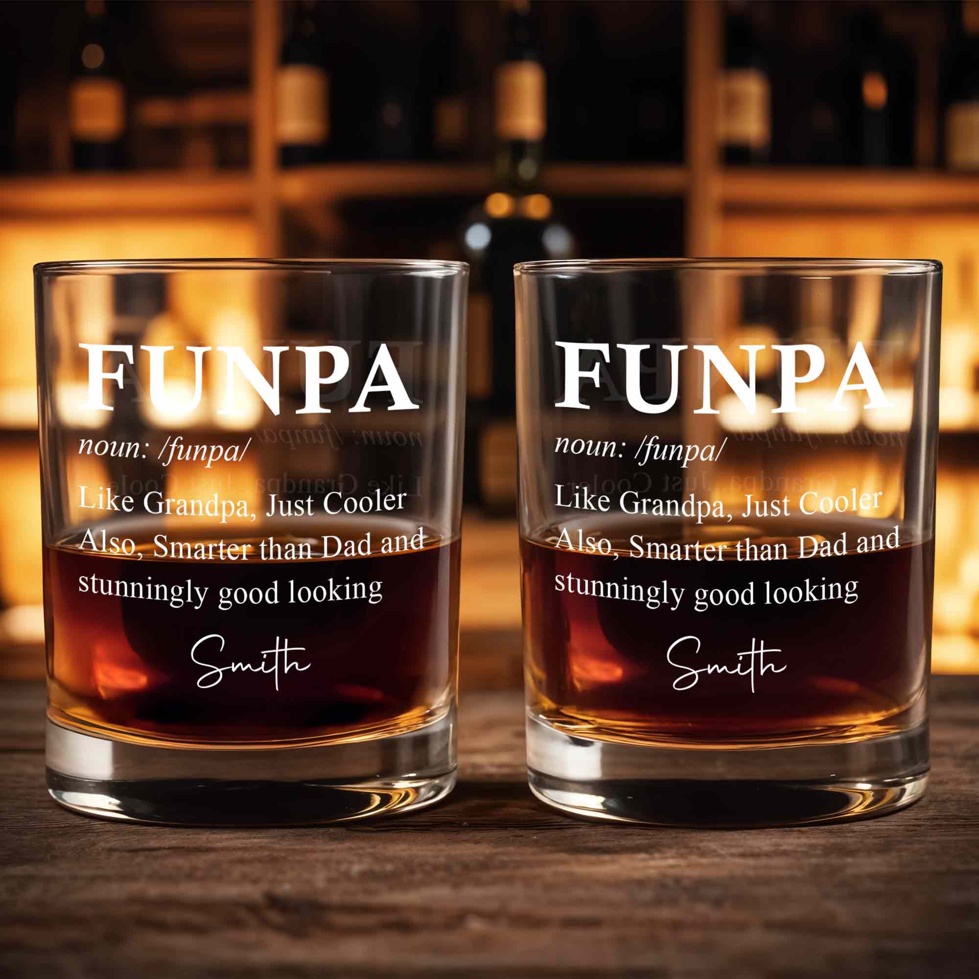 Funpa Like Grandpa Just Cooler Typography Dictionary Design - Personalized Custom Whiskey Glass - GRP056_RWG
