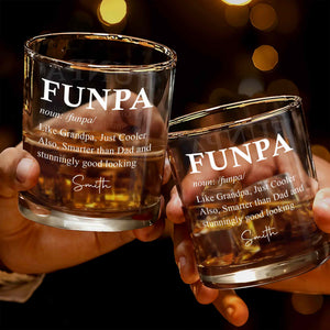 Funpa Like Grandpa Just Cooler Typography Dictionary Design - Personalized Custom Whiskey Glass - GRP056_RWG