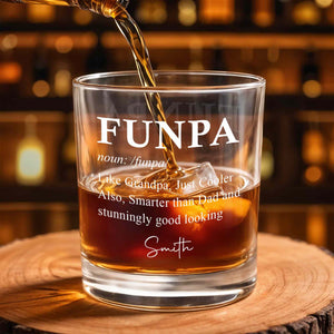 Funpa Like Grandpa Just Cooler Typography Dictionary Design - Personalized Custom Whiskey Glass - GRP056_RWG