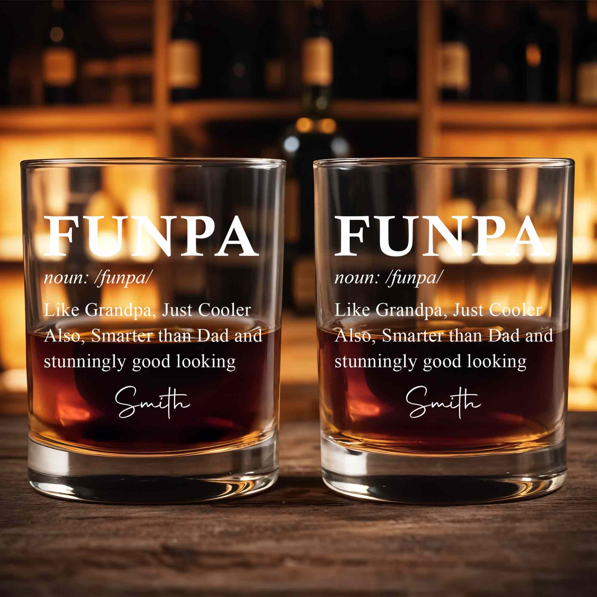 Funpa Like Grandpa Just Cooler Typography Dictionary Design - Personalized Custom Whiskey Glass - GRP056_RWG