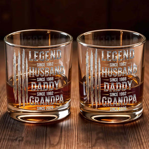 Legend Husband Daddy Grandpa Since Custom Dates With Metallic Claw Marks - Personalized Custom Whiskey Glass - GRP062_RWG