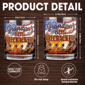 Grandpa's Little Firecrackers Patriotic American Flag And Fireworks - Personalized Custom Whiskey Glass - GRP066_RWG