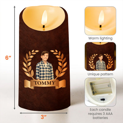 Grandson Strength, Wisdom, and Adventure LED Candle - Personalized Custom LED Candle - GSN006_LECA