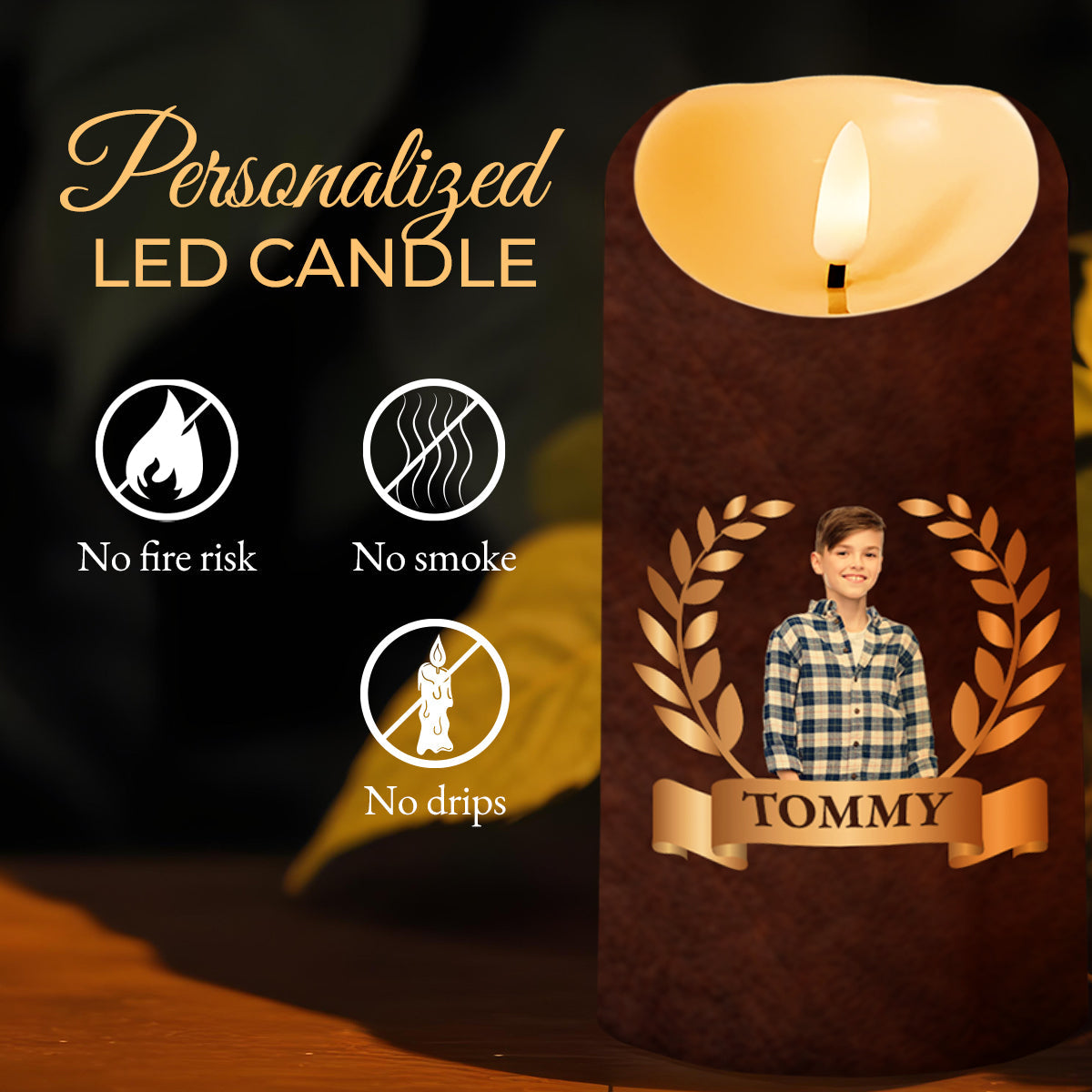 Grandson Strength, Wisdom, and Adventure LED Candle - Personalized Custom LED Candle - GSN006_LECA