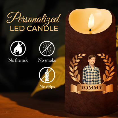 Grandson Strength, Wisdom, and Adventure LED Candle - Personalized Custom LED Candle - GSN006_LECA
