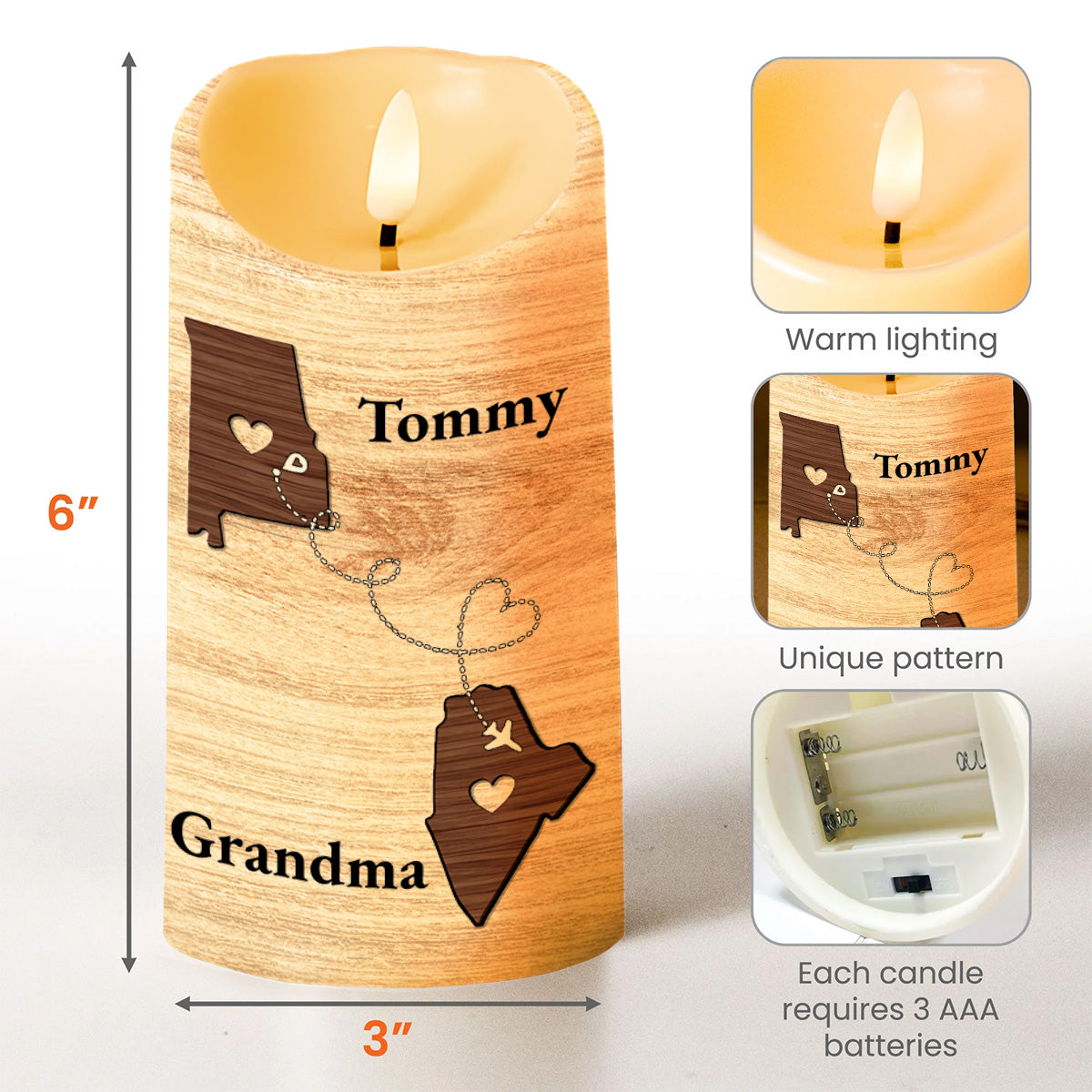 Strength and Love Grandson LED Keepsake - Personalized Custom LED Candle - GSN012_LECA