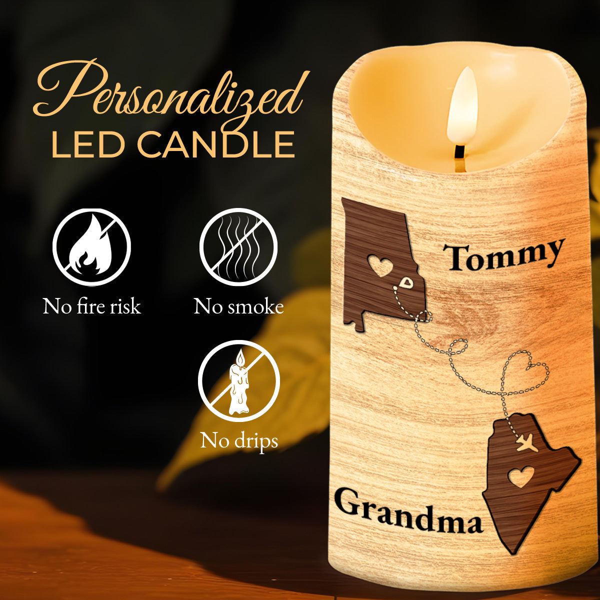 Strength and Love Grandson LED Keepsake - Personalized Custom LED Candle - GSN012_LECA