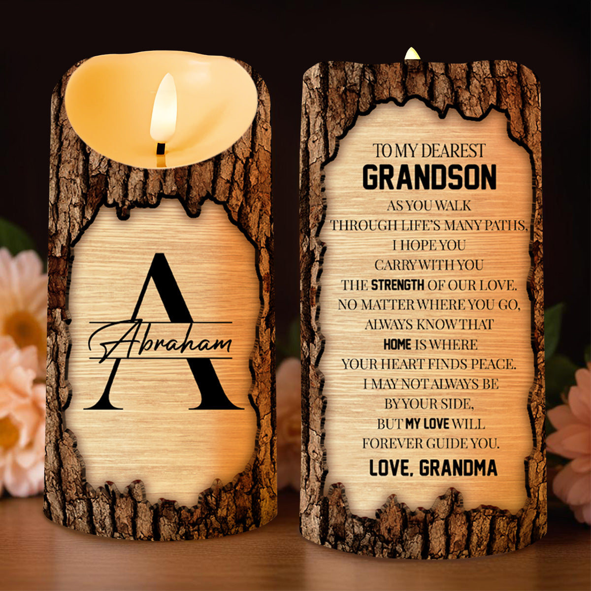 Strength Of Love Heartfelt Message - Personalized Custom LED Candle - GSN019_LECA