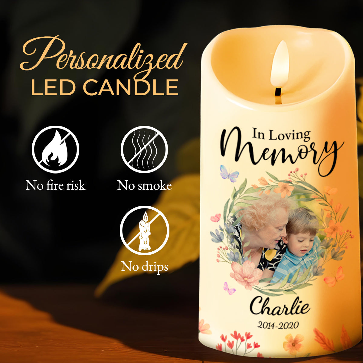 Heaven Is Beautiful Because They Have My Grandson - Personalized Custom LED Candle - GSN020_LECA