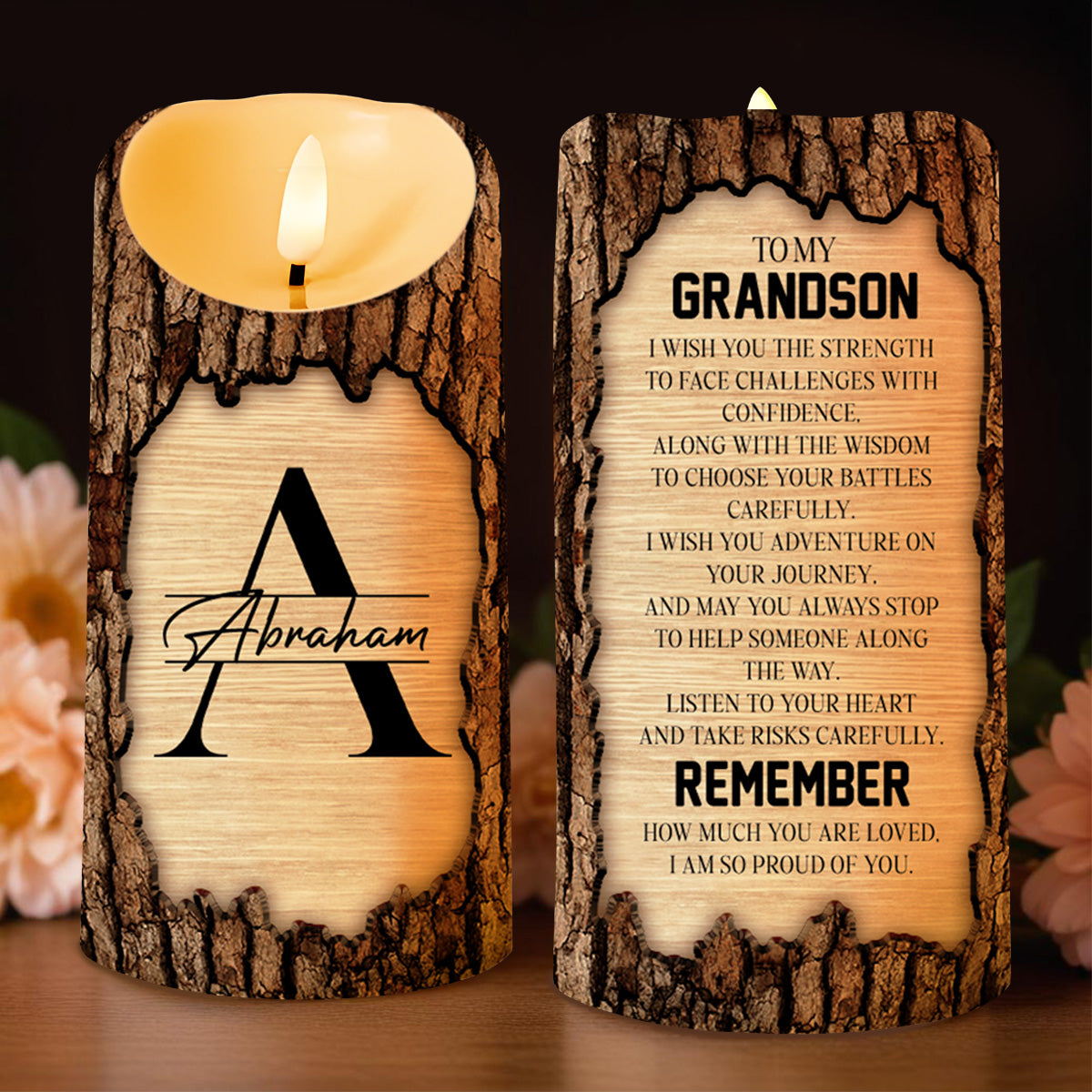 Strength And Wisdom Personalized Custom Candle - Personalized Custom LED Candle - GSN021_LECA
