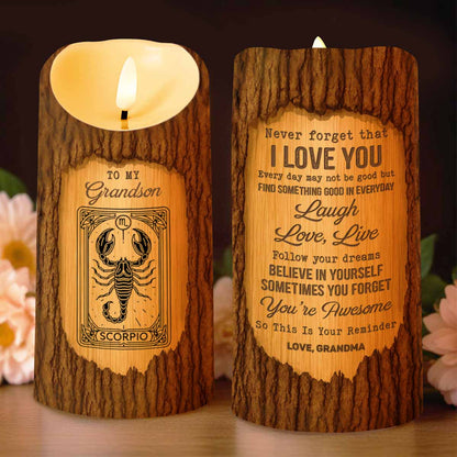 Never Forget I Love You, Inspirational Quotes LED Candle For Grandson - Personalized Custom LED Candle - GSN030_LECA