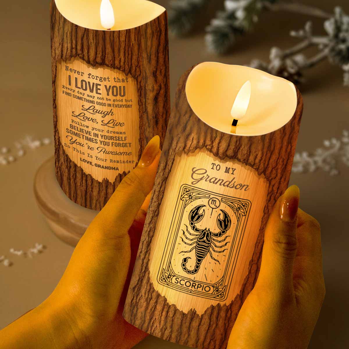 Never Forget I Love You, Inspirational Quotes LED Candle For Grandson - Personalized Custom LED Candle - GSN030_LECA