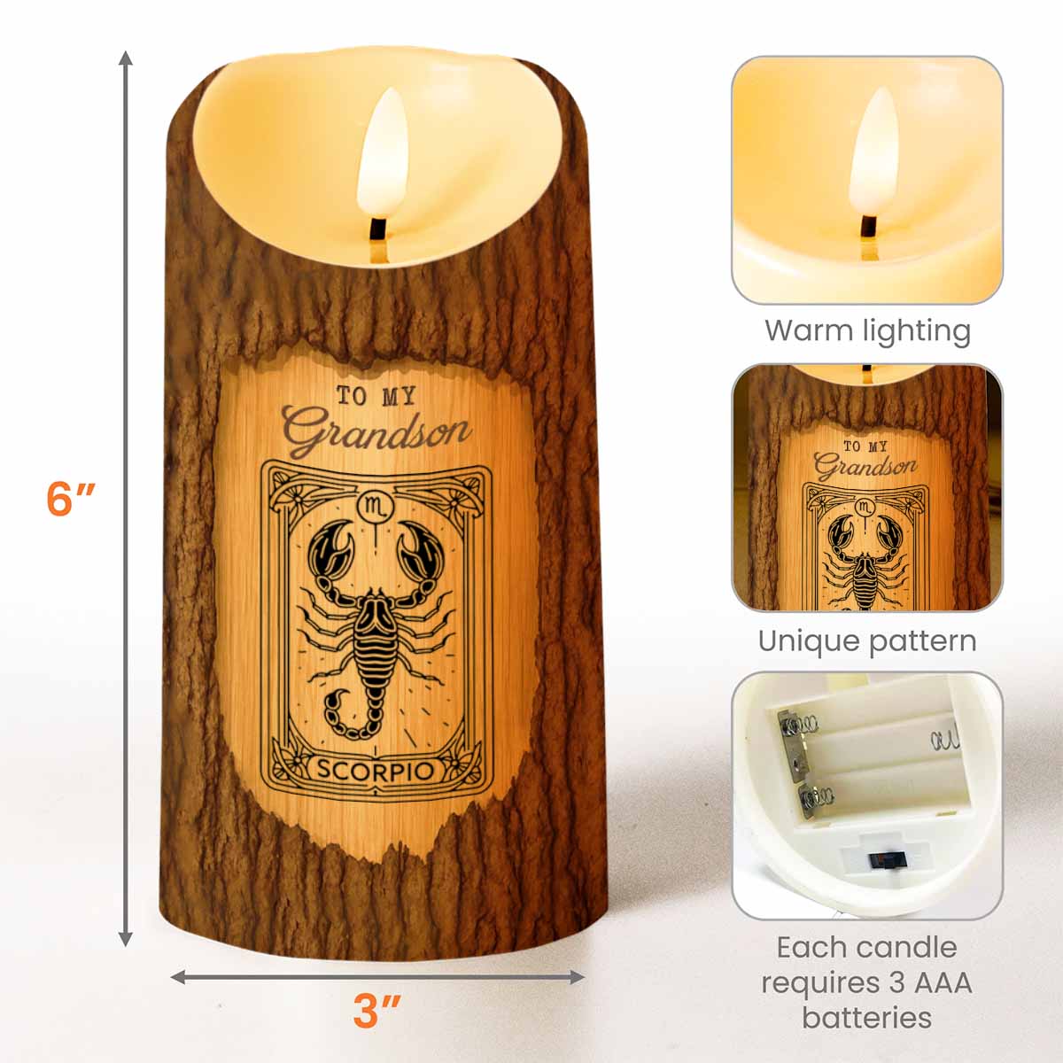 Never Forget I Love You, Inspirational Quotes LED Candle For Grandson - Personalized Custom LED Candle - GSN030_LECA