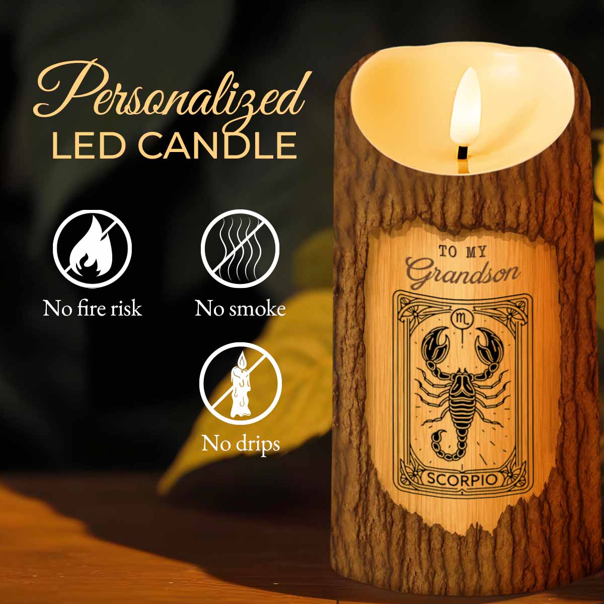 Never Forget I Love You, Inspirational Quotes LED Candle For Grandson - Personalized Custom LED Candle - GSN030_LECA