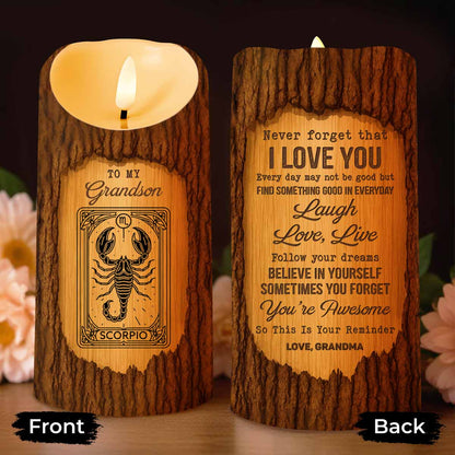Never Forget I Love You, Inspirational Quotes LED Candle For Grandson - Personalized Custom LED Candle - GSN030_LECA
