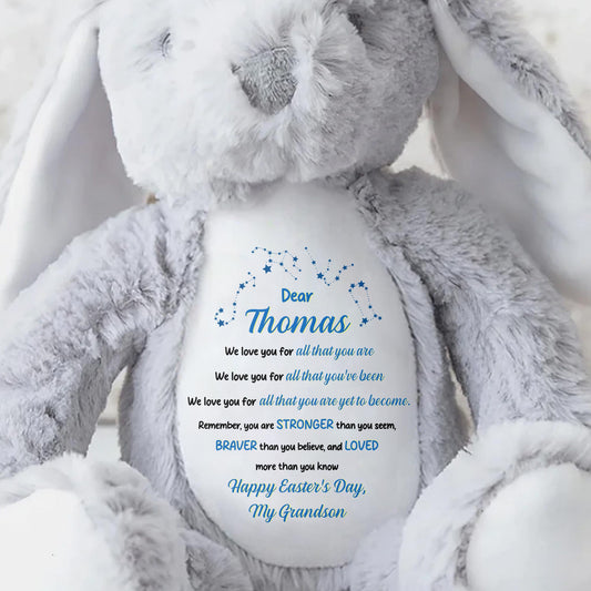 We Love You For All That You Are, Stuffed Bunny - Personalized Stuffed Bunny - GSN038_BUN