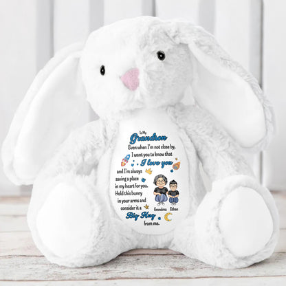 To My Grandson, Even When I'm Not Close By, Love Symbols, Bunny - Personalized Stuffed Bunny - GSN040_BUN