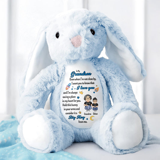 To My Grandson, Even When I'm Not Close By, Love Symbols, Bunny - Personalized Stuffed Bunny - GSN040_BUN