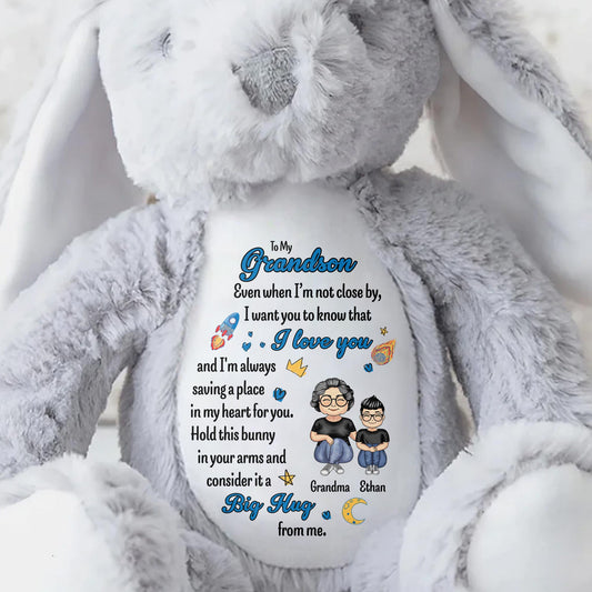 To My Grandson, Even When I'm Not Close By, Love Symbols, Bunny - Personalized Stuffed Bunny - GSN040_BUN