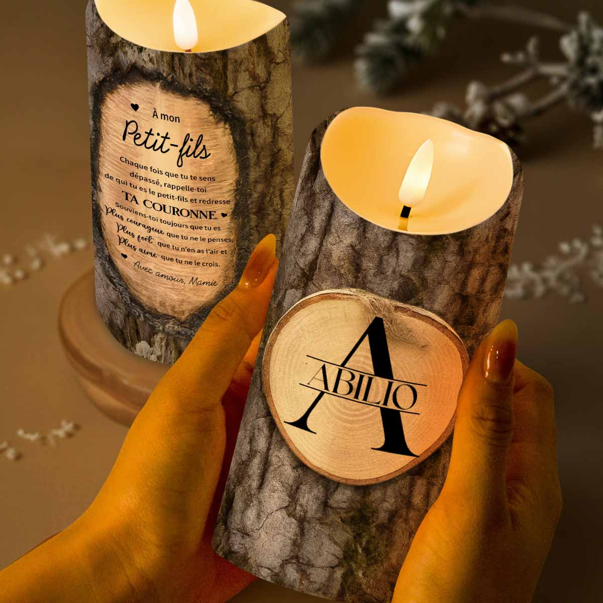 À Mon Petit-fils, Redresse Ta Couronne - Personalized Custom LED Candle - GSN056_LECA