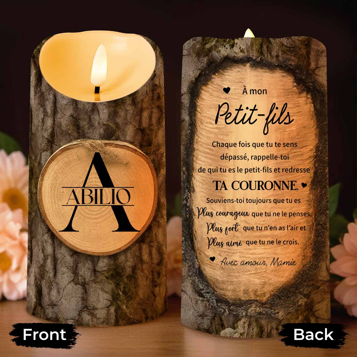 À Mon Petit-fils, Redresse Ta Couronne - Personalized Custom LED Candle - GSN056_LECA