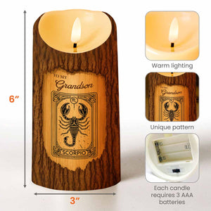 To My Grandson, Once Upon A Time, Scorpio Zodiac Sign - Personalized Custom LED Candle - GSN057_LECA