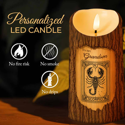 To My Grandson, Once Upon A Time, Scorpio Zodiac Sign - Personalized Custom LED Candle - GSN057_LECA