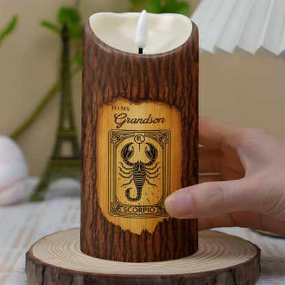 To My Grandson, Once Upon A Time, Scorpio Zodiac Sign - Personalized Custom LED Candle - GSN057_LECA