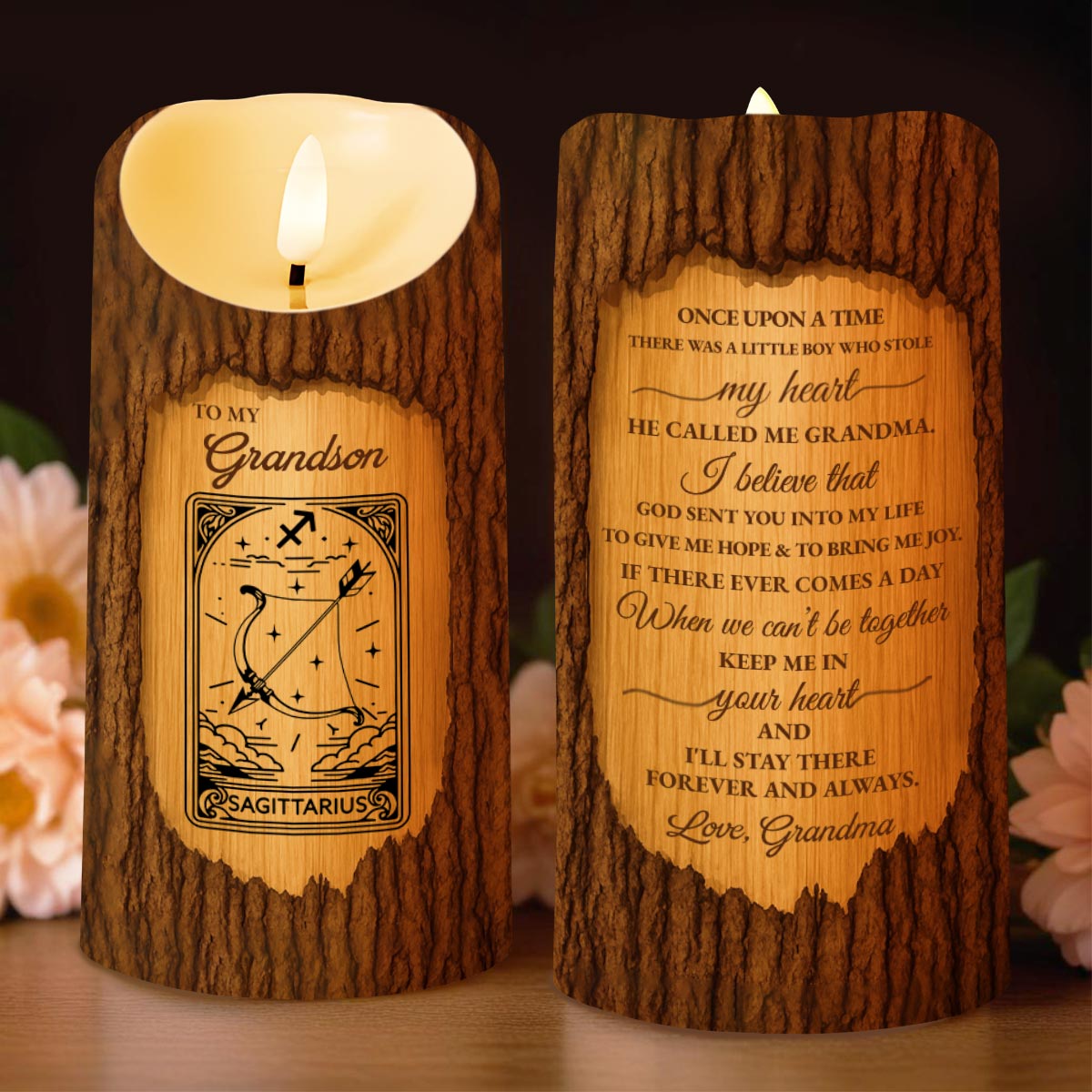 To My Grandson, Once Upon A Time, Scorpio Zodiac Sign - Personalized Custom LED Candle - GSN057_LECA