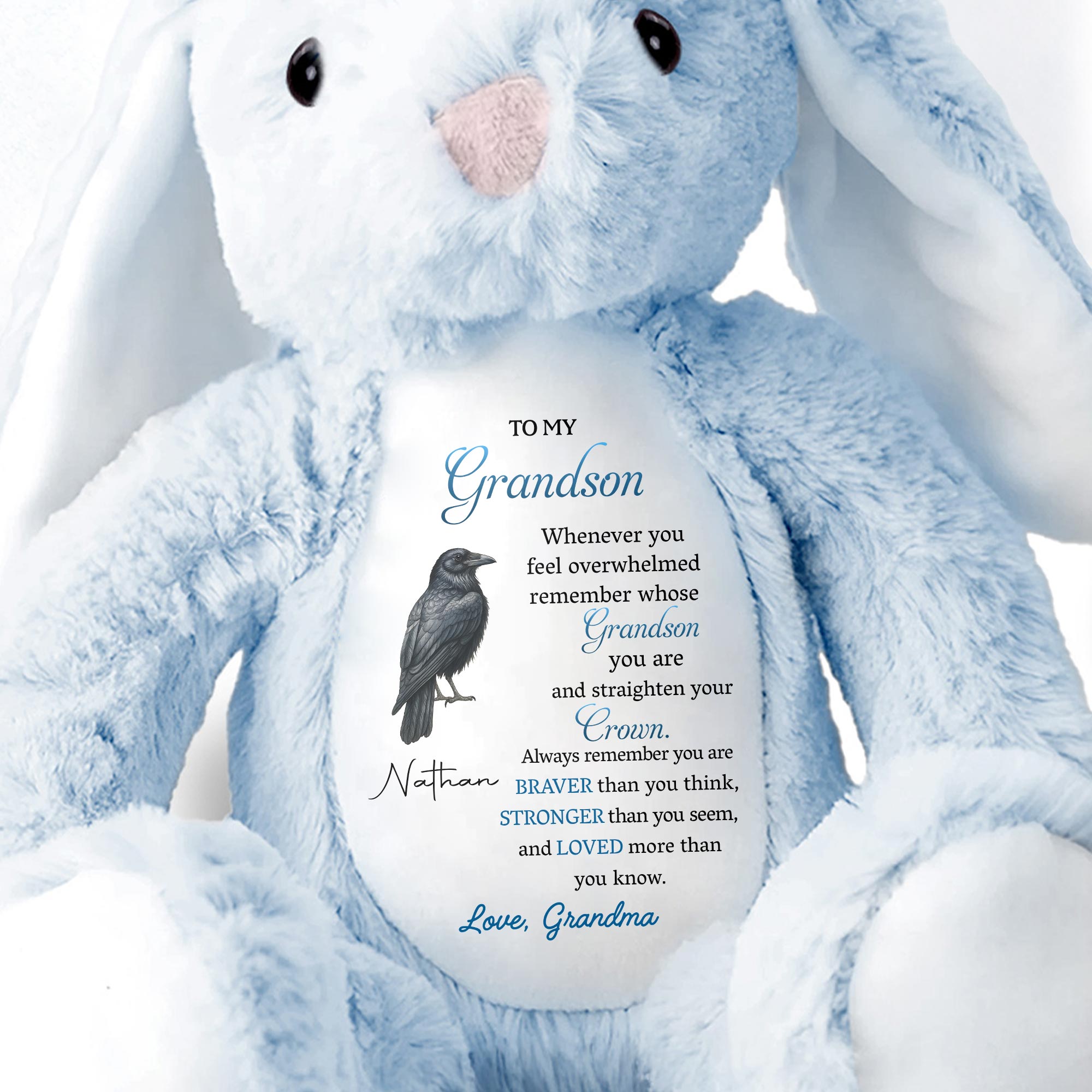 To My Grandson Remember Whose Grandson You Are - Personalized Stuffed Bunny - GSN062_BUN